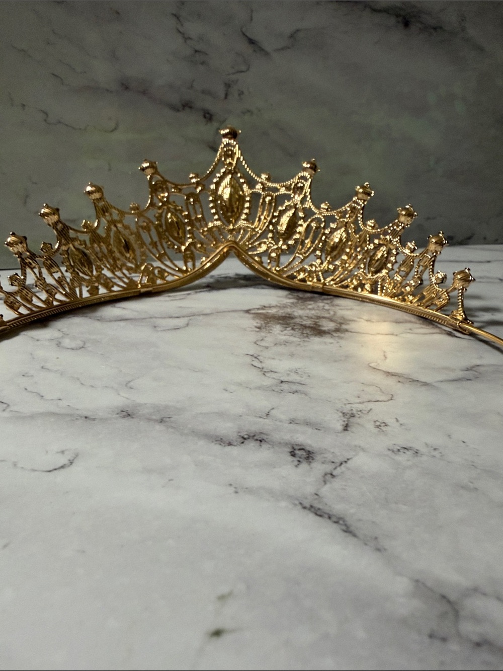 Gold Tiara with Iridescent Rhinestone Accents NWT - Picture 10 of 14